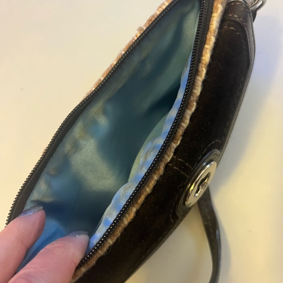 Coach Suede Leather Knit Wristlet - Picture 6 of 8
